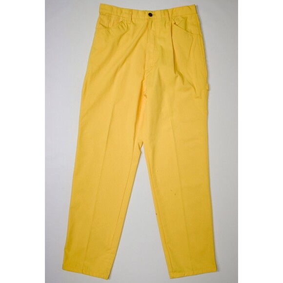 Vintage NWT 80s Sasson Yellow Carpenter Jeans Men Size 34x32 Made in Taiwan ROC - Picture 2 of 10